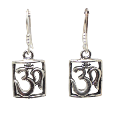 Om Dangle Earrings 925 Sterling Silver Handmade Women Gift Traditional Religious E416
